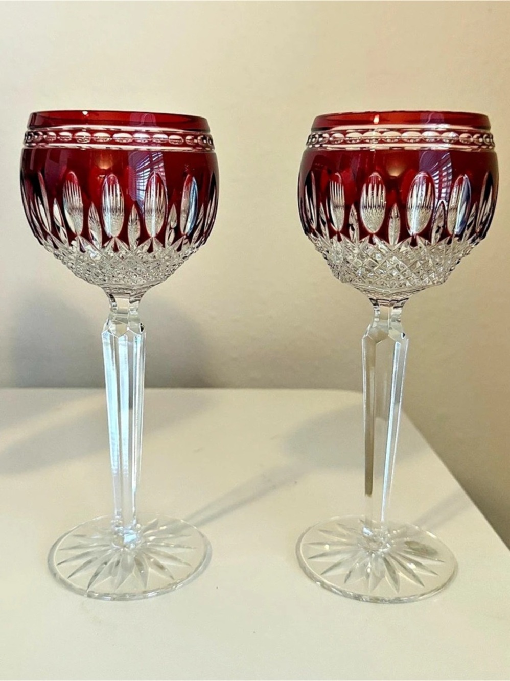 Waterford Ruby Clarendon Hock Glasses